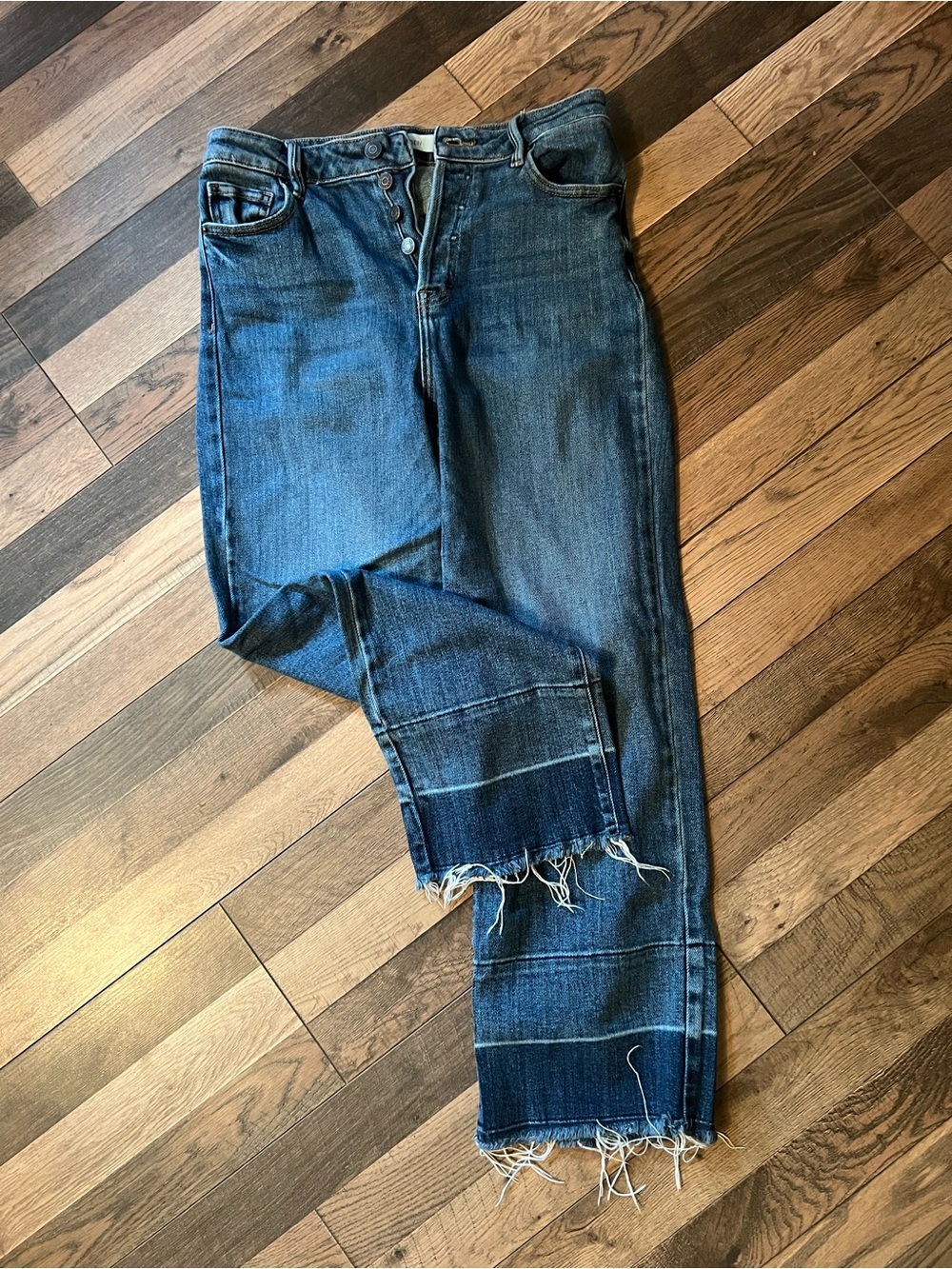 HIDDEN Button-Fly Denim Jeans with Raw Hem